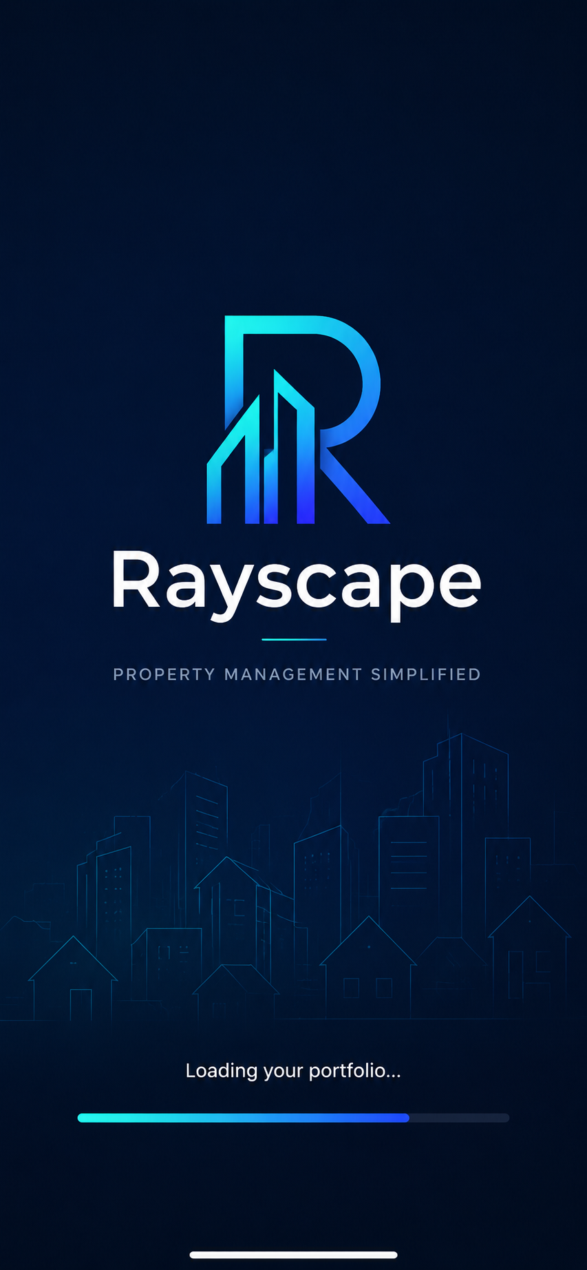 Rayscape property management brand in dark theme